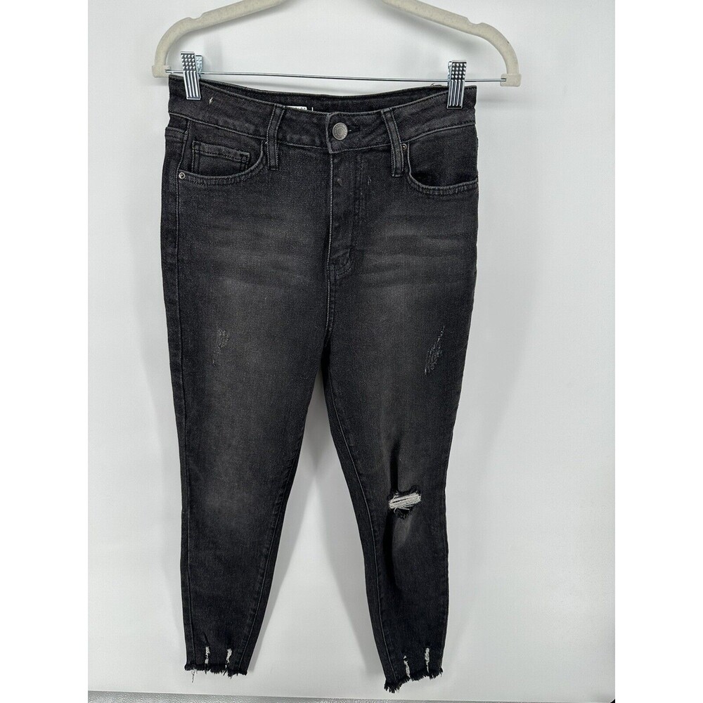 YMI Jeans  Size 11/30 Mid Rise Ankle Dream Fit Destroyed Ripped Black